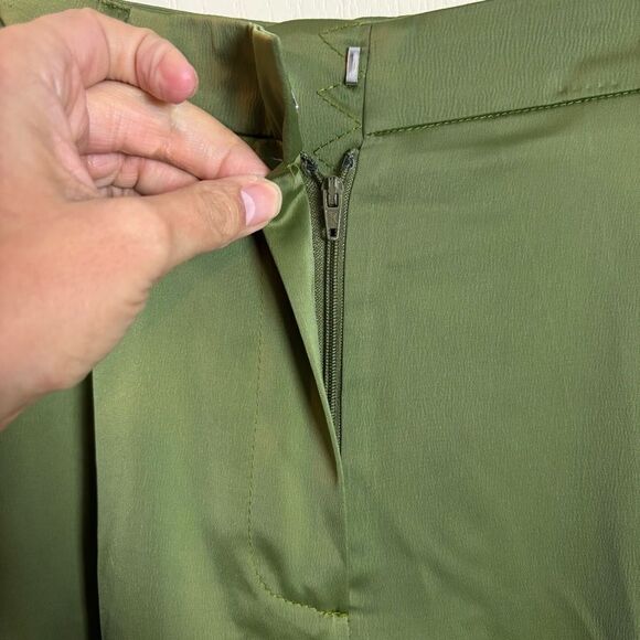 NEW Topshop satin cargo wide leg pants in khaki army olive green size 2 NWT - Picture 14 of 16